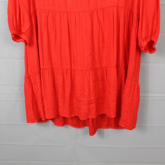 Nation Ltd Dress Medium Liza Trapeze Mini Tiered Cottagecore Boho Babydoll Red - Picture 4 of 11